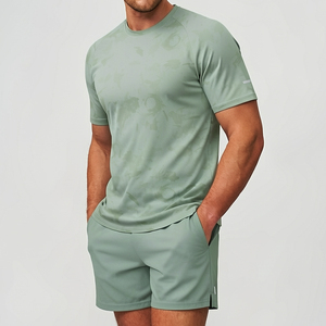 Ensemble de survêtement personnalisé pour homme, respirant, séchage rapide, en Spandex/Polyester, coupe ample, pour l'entraînement sportif en salle de sport - Product Image 1