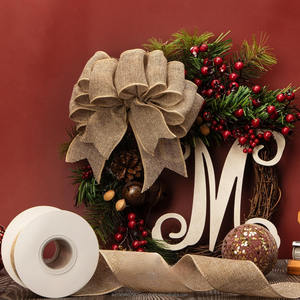 Jute Burlap Wired Ribbon 2-1/2 Inch X 10 Meters 100% Jute Natural Solid Wired Edge Eco-Friendly Wreath Tree Decoration Outdoor - Product Image 3