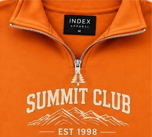 Sudadera de Mujer Naranja con Cierre de Cremallera, Cuello Alto, Forro Polar de Algodón, Estampado de Letras Summit Club, Manga Larga - Product Image 4