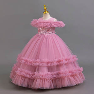 Vestido de Tul con Capas y Apliques Florales con Hombros Descubiertos, Perfecto para Cumpleaños, Bodas, Eventos y Concursos, Vestido de Princesa con Volantes - Product Image 5