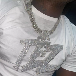 Joyería Hip Hop para Hombre, Colgante Personalizado con Letras, Plata de Ley 925, Diamante Moissanita VVS, Número, Nombre, Inicial, Logotipo - Product Image 1