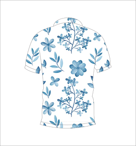เสื้อโปโลชายสีน้ำเงินลายดอกไม้ พิมพ์ลายทั้งตัว แขนสั้น สไตล์ลำลอง สำหรับเล่นกอล์ฟ - Product Image 3