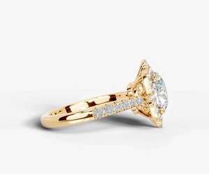 Anillo de Moissanita de Corte Redondo, Plata de Ley 925, Chapado en Oro Amarillo, Anillo Clásico de Lujo para Compromiso, Boda, Novia, Promesa, Elegante - Product Image 3