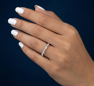 Bague de mariage ovale en or 14 carats avec diamant de laboratoire, empilable, 0,92 carat, plaqué rhodium, bijoux fins pour anniversaire, fiançailles, cadeau - Product Image 6