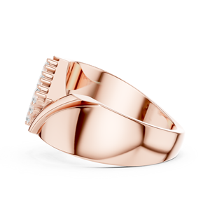 Rose Gold Round Lab Grown <b>Diamond</b> Cluster Signet <b>Ring</b> for Men Wedding Anniversary Fine Jewelry - Product Image 2