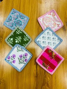 Cotton Quilted Reversible Fabric <b>Coaster</b> Handmade Cotton Mug Mat <b>Heat</b> Resistant Drink <b>Coasters</b> for Coffee Tea Table Protection - Product Image 2