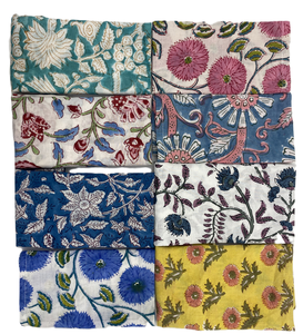 Handmade Block Printed Cotton Floral Eco-friendly American Style Customizable Disposable Dinner Cloth <b>Table</b> Napkin for Party - Product Image 1
