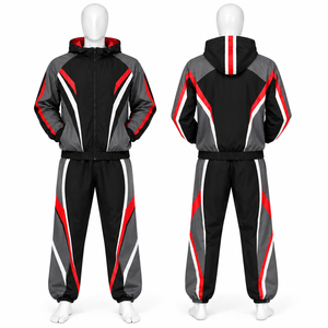 Survêtement unisexe à imprimé géométrique, à capuche, fermeture éclair intégrale, style sportif, noir, jaune, blanc, polyester, printemps, vêtements pour adultes - Product Image 2
