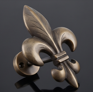Antique Bronze Fleur De Lis <b>Curtain</b> Wall <b>Hook</b> Metal Decorative Clothing Hanger Single <b>Hook</b> Drill Installation - Product Image 1