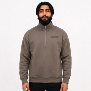 Custom Fleece Quarter Zip Sweatshirt Cotton Sweatshirt Wholesale Sweatshirt for US Apparel Retailers - Product Image 2