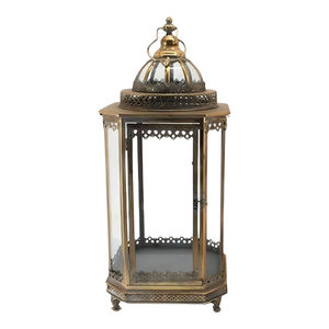 Lanterne suspendue marocaine dorée au design attrayant, style vintage, porte-bougie en métal pour la décoration de la maison au meilleur prix - Product Image 1