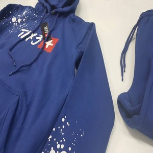 Ensemble de survêtement décontracté pour homme OEM, sweat à capuche en polaire noir avec motif lettres, respirant, pour l'hiver, pantalon de jogging assorti - Product Image 6