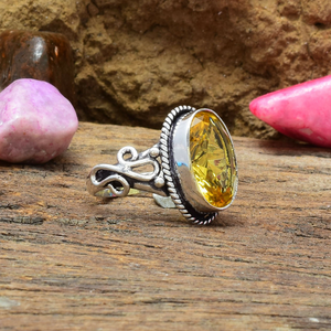 Citrine Yellow Topaz Ring 925 Sterling Silver Handmade Gemstone Ring Statement Jewelry <b>Gift</b> for Women - Product Image 3