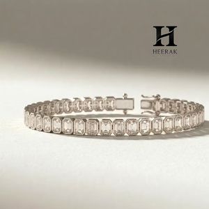 Luxury Bezel <b>Set</b> Emerald Cut Diamond Tennis Bracelet, 18K Yellow Gold Fine Jewelry for Women - Product Image 2