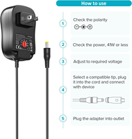 Alimentation électrique multi-tension 41W 6V-24V, adaptateur universel AC DC pour appareils électroniques domestiques, bandes lumineuses LED, lecteurs de disques vinyles, enceintes