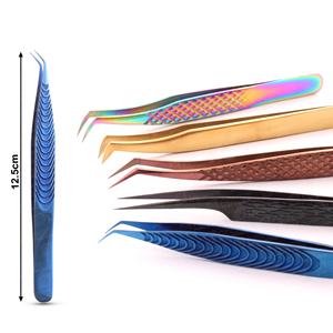 Pinces à épiler professionnelles pour extensions de cils, pointe dépoussiérée, haute qualité, couleur or titane, marque personnalisée, outils en acier inoxydable - Product Image 2