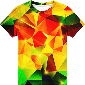 T-shirt à manches courtes pour homme, motif géométrique, col rond, coupe décontractée, impression par sublimation, tissu tricoté 100% polyester - Product Image 1