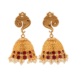 Ruby Kemp 18K Gold Plated Drop Earrings with Freshwater Pearl and Diamond Accent - Product Image 2
