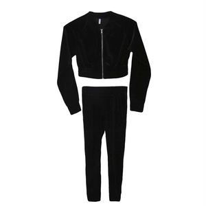 Women's Customizable Winter Casual Solid Pattern Crop <b>Top</b> Tracksuit Set High Quality Your Own Logo Design Superior Short Styles - Product Image 5