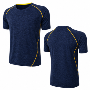 Camisetas de algodón azul marino personalizadas para hombre, de manga corta, transpirables, de secado rápido, para gimnasio, entrenamiento, atléticas, ligeras. - Product Image 1