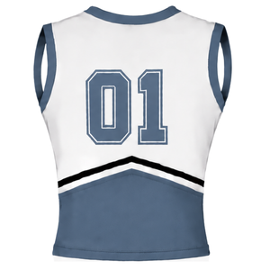 Conjunto de Uniforme de Porristas Azul Pizarra, Top sin Mangas con Cuello en V, Falda Plisada, Uniforme Deportivo para Equipo Atlético, Danza y Espectáculos - Product Image 4