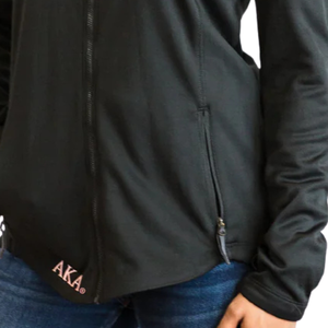 AKA 1908 Smooth Fleece <b>Jacket</b> Black Full Zip Women Lightweight Soft Warm Embroidered Casual Outdoor Athletic Everyday Wear - Product Image 5