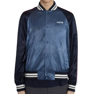 <b>Light</b> <b>Weight</b> Stylish Breathable Waterproof Satin Letterman <b>Jacket</b> with Stand Collar and Front Logo for Men Winter - Product Image 2
