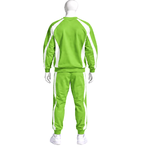 Conjunto Deportivo Unisex Verde Lima, Sudadera con Capucha y Pantalones Jogger, Franja Lateral en Contraste, Ropa Deportiva Informal para Entrenamiento - Product Image 2