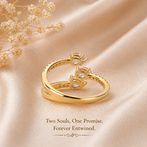 Anillo de Oro de 18K con Diamante Ovalado Cultivado en Laboratorio |   Banda Abierta de Espiga Dividida |   Joyería Fina de Lujo para Mujer |   Claro VVS-VS, Color D-E | - Product Image 3