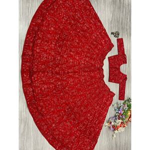 Lehenga choli ออกแบบเสื้อผ้ายุโรปเย็บปักถักร้อยที่สวยงาม - Product Image 5