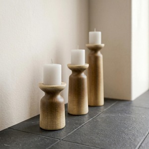 Wooden Candlestick <b>Tall</b> Wooden Candlestick <b>Table</b> Center Decoration Farmhouse Candlestick 3-piece Set - Product Image 4
