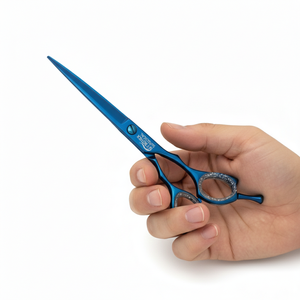 กรรไกรตัดผมมืออาชีพ กรรไกรตัดผมเคลือบไทเทเนียมสีน้ำเงิน อุปกรณ์สำหรับร้านเสริมสวย - Product Image 3