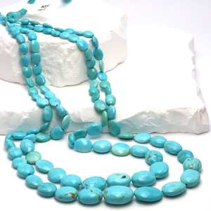 Cuentas Ovaladas Lisas de Turquesa Azul Claro, Hilo de Cuentas para Joyería, Suministros para Manualidades, Cuentas para DIY - Product Image 3