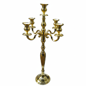 Luxury Party Centerpiece Candelabra High Quality Finishing Metal Crafted Hot Selling Handmade Pillar <b>Candlestick</b> Holder for Sale - Product Image 1