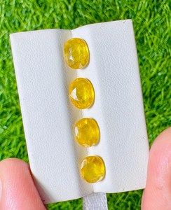 Saphir jaune naturel, taille ovale, facetté, pierres précieuses en vrac, lot de 4 pièces, pierre de saphir jaune pour la fabrication de bijoux, vente en gros - Product Image 2
