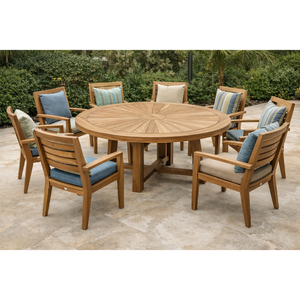 Juego de Mesa de Comedor Redonda de Madera de Teca Premium ARTERRA, Muebles de Lujo para Restaurante, Cafetería, Hotel, Villa, Cafetería - Product Image 4