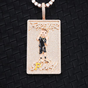 จี้ห้อยคอ CONCEPTION Factory รุ่น Initial ประดับเพชรโมอิสซาไนต์ VVS ชุบทอง พร้อมสร้อยคิวบา 3 มิติ สลักชื่อได้ตามสั่ง สไตล์ฮิปฮอป GRA - Product Image 2