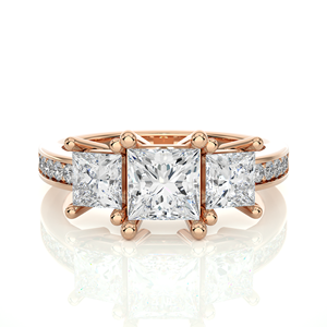 Anillo de Diamantes Naturales de Oro de 18K de Lujo para Mujer, 2.15CT, 13 Piedras, Corte Princesa y Redondo, Joyería de Compromiso y Boda - Product Image 1