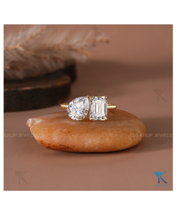 Anillo de Compromiso de Diamantes de Alta Calidad con Corte Pera y Esmeralda, Anillo de Boda de Oro Sólido para Mujer, Joyería Fina - Product Image 1
