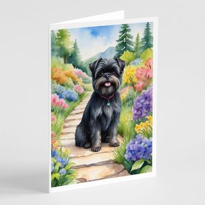 Affenpinscher Spring Garden Whimsical A7 Tamaño 5x7 Tarjetas de notas en blanco Paquete de 8 con sobres Tarjetas de felicitación - Product Image 1