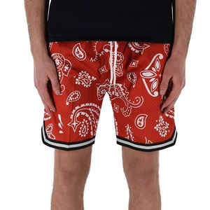 Shorts de sport pour homme personnalisés, imprimé cachemire, coupe-vent en mesh, style hip-hop streetwear, bandana, basketball, gym, avec poche zippée - Product Image 4