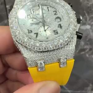 Montre en Moissanite Givrée Personnalisée de Haute Qualité 40mm, Bracelet en Acier Inoxydable Allié, Style Affaires Antique, Unisexe, Diamant de Meilleure Qualité - Product Image 4