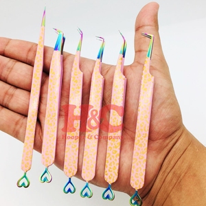 แหนบต่อขนตาแบบมืออาชีพ รุ่น Cheetah Tweezers รูปหัวใจ ลายเสือชีตาห์ ทำจากสแตนเลส ป้องกันแม่เหล็ก พร้อมโลโก้ - Product Image 2