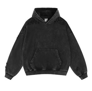 Winter <b>Black</b> Acid Wash Solid Lined Hooded Heavy Weight Zipper-Up Vintage Highstreet New Design <b>Men's</b> <b>Hoodie</b> - Product Image 2