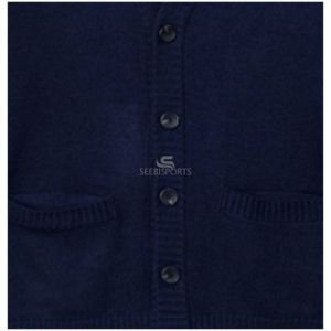 Top Knitted Women's <b>Navy</b> <b>Blue</b> V-Neck <b>Cardigan</b> Sweater Full Sleeve Buttons Embroidery Pockets Vintage Casual Autumn Winter Wear - Product Image 4