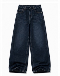 Jeans en denim délavé coupe droite ample pour hommes, qualité supérieure, personnalisables, printemps, décontracté, confortable, prix bas, 100% denim - Product Image 2