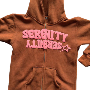 Sweat à capuche zippé Serenity unisexe, coupe classique, en coton French Terry, décontracté, pour l'automne, avec logo imprimé en relief sur le devant - Product Image 6