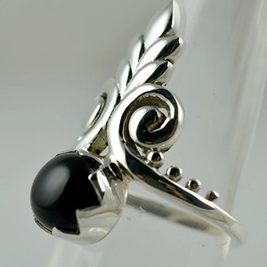 925 Sterling Silver Plant Design <b>Boho</b> <b>Ring</b> Handmade Black Onyx Unisex Size 4-13 US Fine Jewelry Christmas - Product Image 4