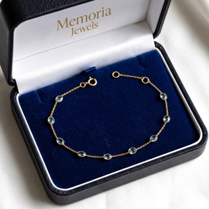 Bracelet de pierres précieuses en saphir bleu naturel fait à la main plaqué or jaune 18 carats bijoux personnalisés pour femmes pour cadeau ou fête - Product Image 6