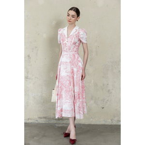 Vestido Elegante de Mujer con Estampado Floral y Cuello Solapa, Precio Directo de Fábrica, Fabricante de Ropa OEM ODM, Venta al Por Mayor - Product Image 2